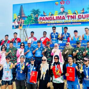 Kodim 1606/Mataram Juara di Turnamen Voli Pantai Internasional